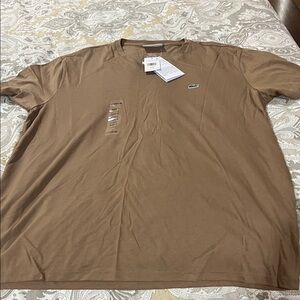 Lacoste Men's Tan Short Sleeve V-Neck Tee